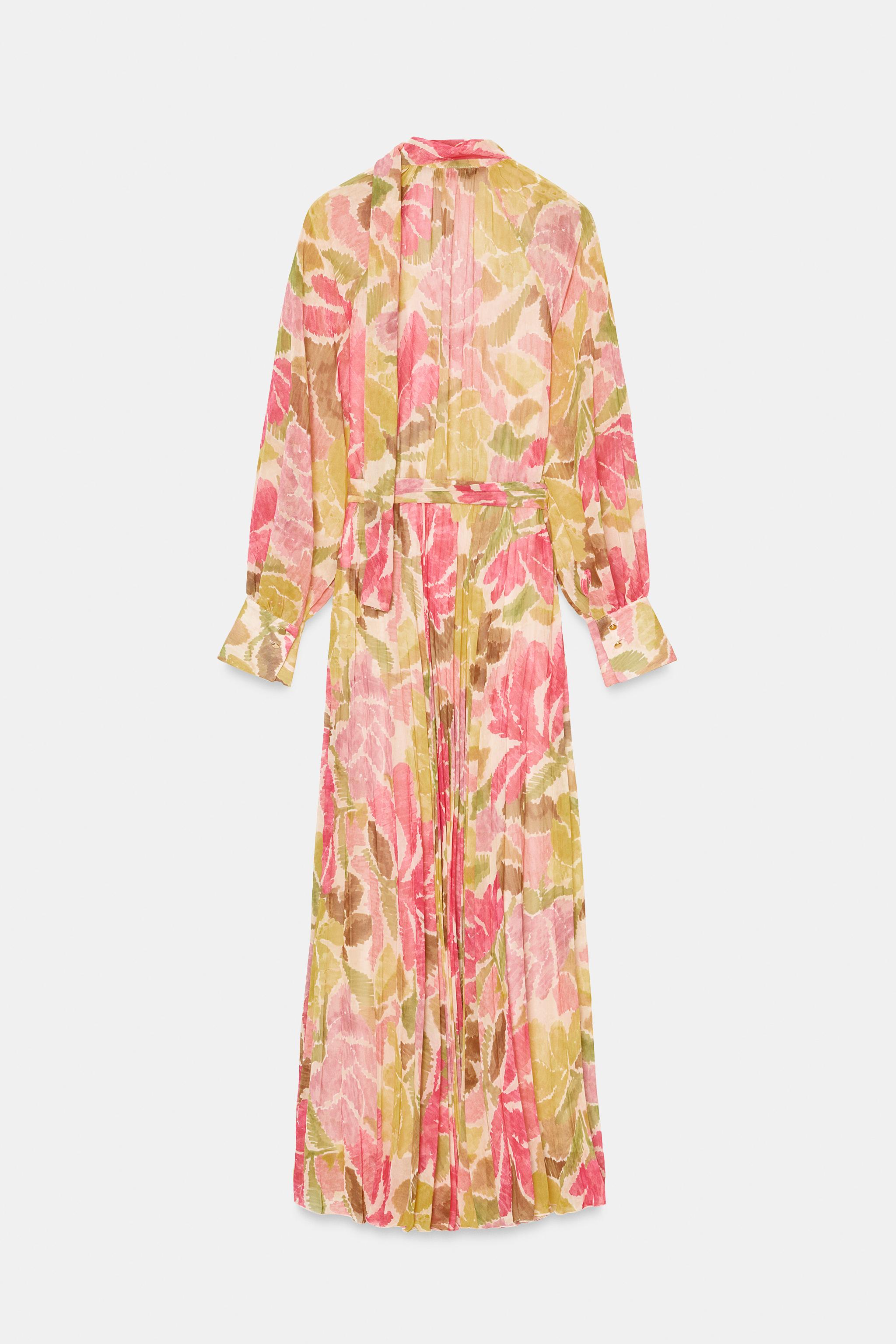 FLORAL PRINT BOW BELT DRESS
